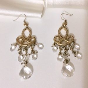 Chandelier Crystal Earrings Gold Tone